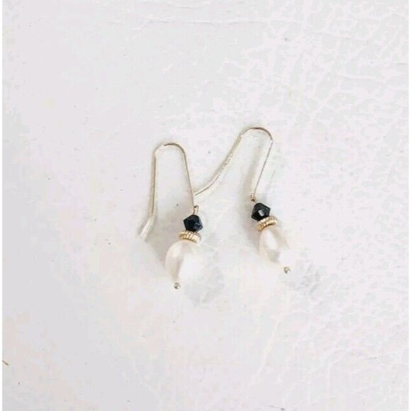 ZZ SARDELI 418 SIGNED 10 K GOLD FRESHWATER PEARL DROP EARRINGS 1.85 GMS 1.25" - Picture 4 of 6